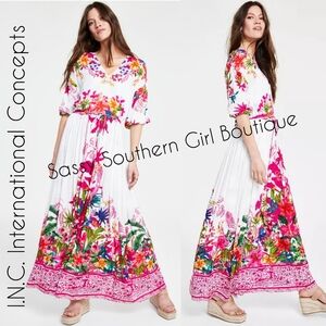 🆕⭐INC International Concepts white tropical maxi dress